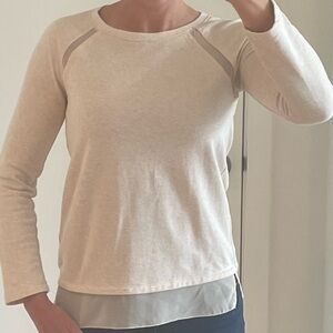 5/48 Elevated sweatshirt with detailing at shoulders and waist. Small, oatmeal